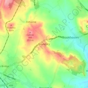 Mapa topográfico Boundary, altitud, relieve