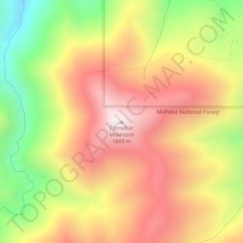 Mapa topográfico Cinnabar Mountain, altitud, relieve