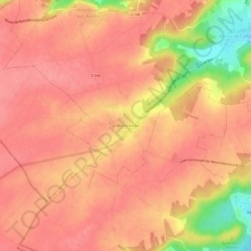 Mapa topográfico Le Mesnil-Racoin, altitud, relieve
