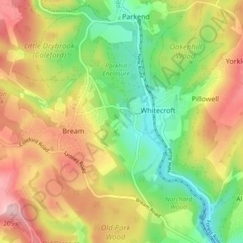 Mapa topográfico Saunders Green, altitud, relieve