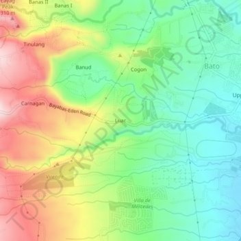 Mapa topográfico Luac, altitud, relieve