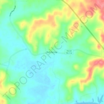 Mapa topográfico Bath Springs, altitud, relieve