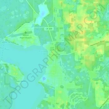 Mapa topográfico Fruitland, altitud, relieve