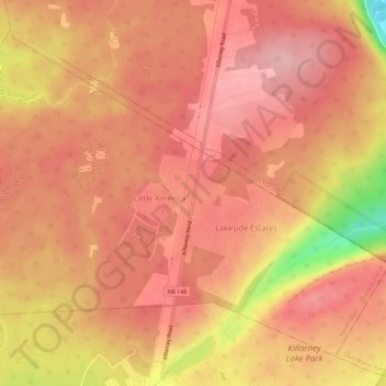 Mapa topográfico Killarney Road, altitud, relieve
