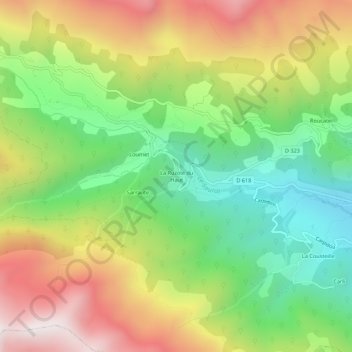 Mapa topográfico La Ruzole du Haut, altitud, relieve