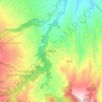 Mapa topográfico le Plateau, altitud, relieve
