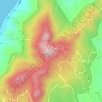 Mapa topográfico Mount Gulugod Baboy, altitud, relieve