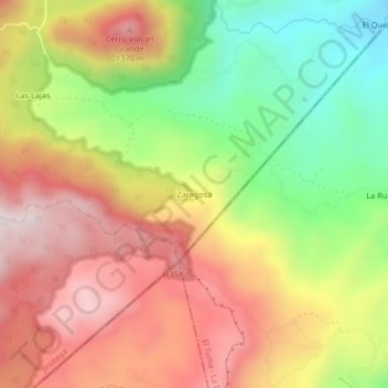 Mapa topográfico Zaragosa, altitud, relieve