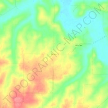 Mapa topográfico Stinson, altitud, relieve
