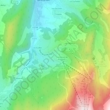 Mapa topográfico Les Pouteils, altitud, relieve