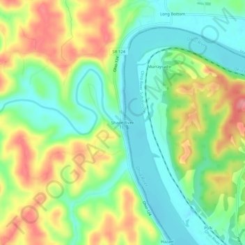 Mapa topográfico Shade River, altitud, relieve