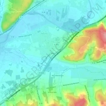 Mapa topográfico Théorat, altitud, relieve