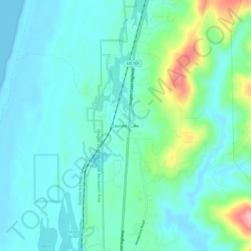 Mapa topográfico Saunders Lake, altitud, relieve