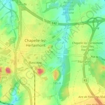 Mapa topográfico Le Douaire, altitud, relieve
