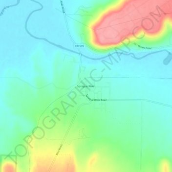 Mapa topográfico Sprague River, altitud, relieve