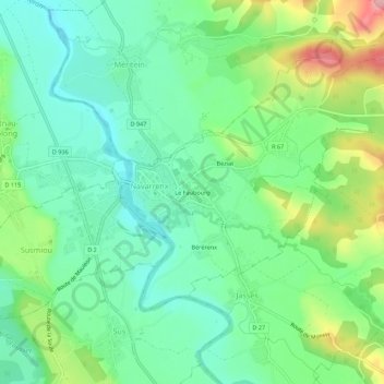 Mapa topográfico Le Faubourg, altitud, relieve