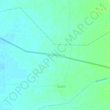 Mapa topográfico Hanumanpura, altitud, relieve