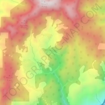 Mapa topográfico Maligcong, altitud, relieve