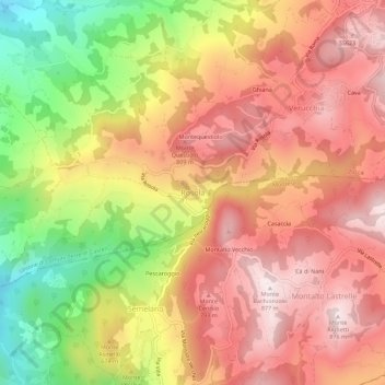 Mapa topográfico Rosola, altitud, relieve