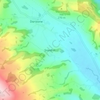 Mapa topográfico Snodhill, altitud, relieve
