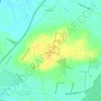 Mapa topográfico Danethorpe Hill, altitud, relieve