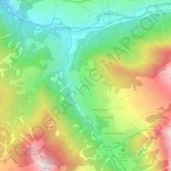 Mapa topográfico Thures, altitud, relieve