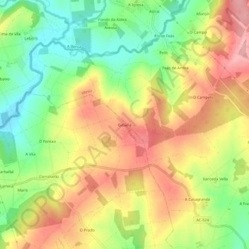 Mapa topográfico Gasalla, altitud, relieve