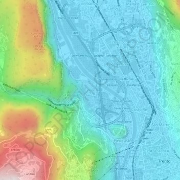 Mapa topográfico Vela, altitud, relieve