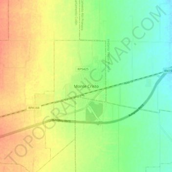 Mapa topográfico Monte Cristo, altitud, relieve