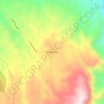 Mapa topográfico Teopancingo, altitud, relieve