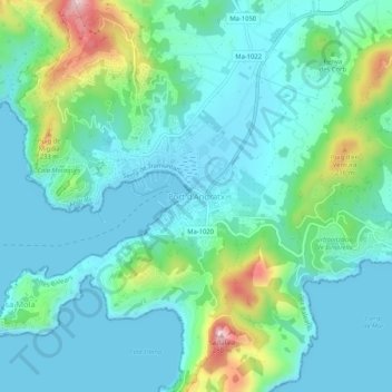 Mapa topográfico Port d'Andratx, altitud, relieve