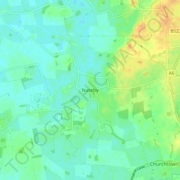 Mapa topográfico Nateby, altitud, relieve