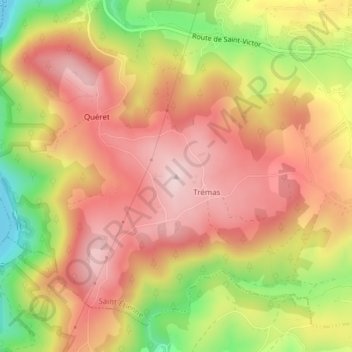 Mapa topográfico Crêt Sainte-Agathe, altitud, relieve