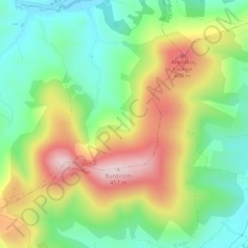 Mapa topográfico Iratze-Gorri, altitud, relieve