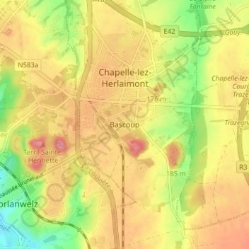 Mapa topográfico Bascoup, altitud, relieve