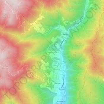 Mapa topográfico Capornano, altitud, relieve