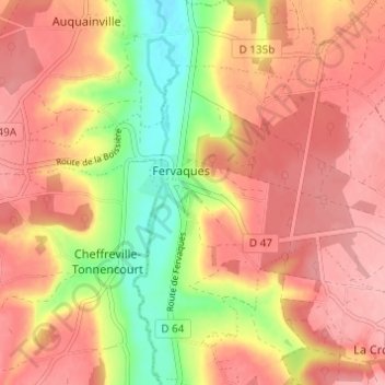 Mapa topográfico Cour des Sourciers, altitud, relieve