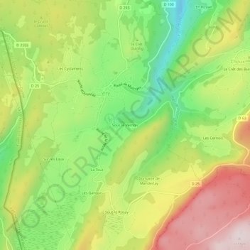 Mapa topográfico Sous le Vernois, altitud, relieve