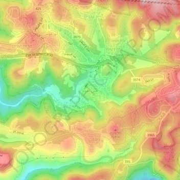 Mapa topográfico Ein Nakuba, altitud, relieve