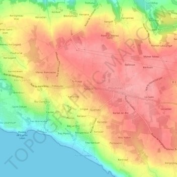 Mapa topográfico Rozavot, altitud, relieve