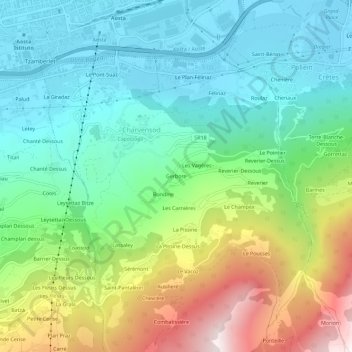 Mapa topográfico Gerbore, altitud, relieve