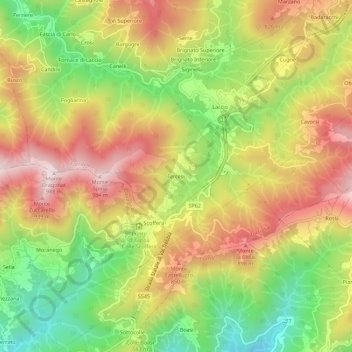 Mapa topográfico Tercesi, altitud, relieve