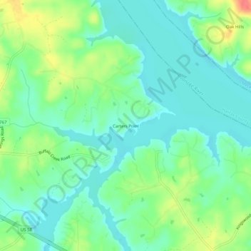 Mapa topográfico Carters Point, altitud, relieve