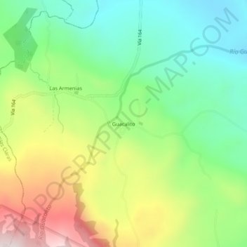 Mapa topográfico Guacalito, altitud, relieve