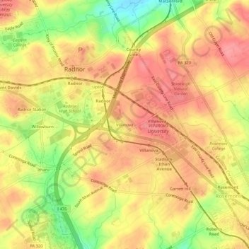 Mapa topográfico Villanova, altitud, relieve