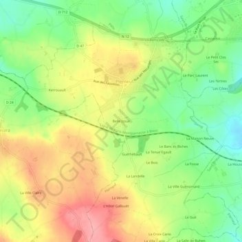 Mapa topográfico Belle Issue, altitud, relieve