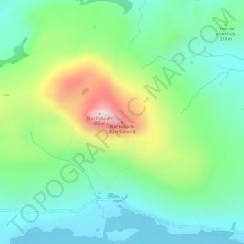 Mapa topográfico Stac Pollaidh (East Summit), altitud, relieve