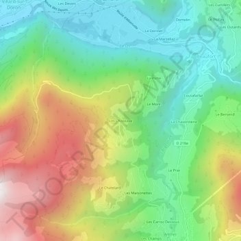 Mapa topográfico Les Choseaux, altitud, relieve