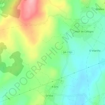 Mapa topográfico Alfarás, altitud, relieve