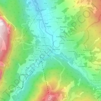 Mapa topográfico Altin, altitud, relieve
